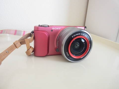ピンクのボディに赤のフィルターをつけた