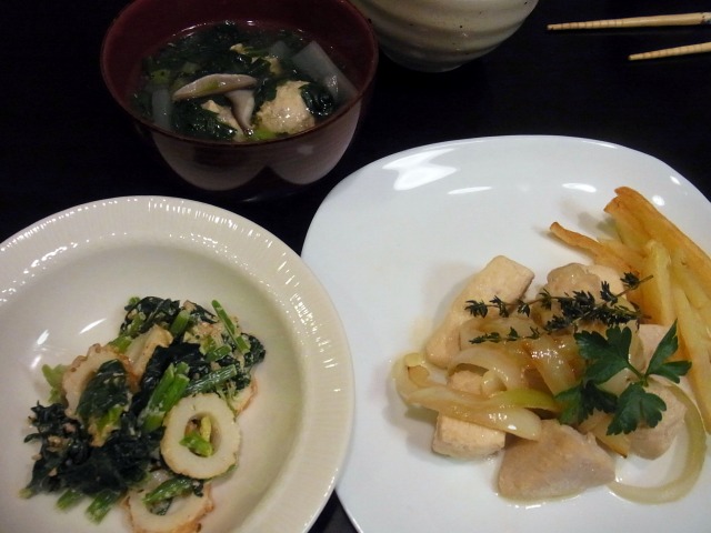 鶏胸肉を使った夕食