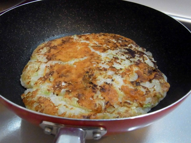 大根お好み焼いてるとこ